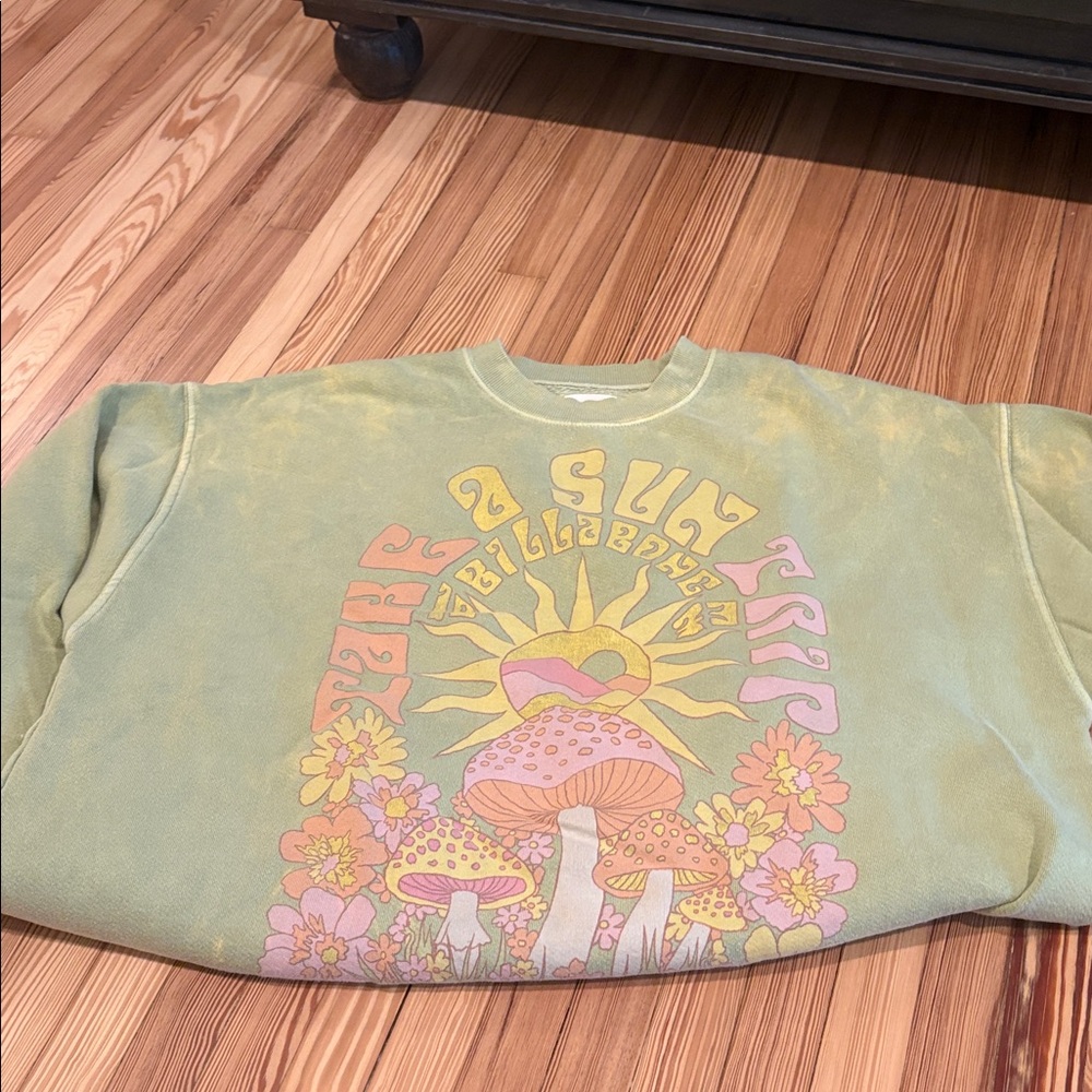 Graphic Sweatshirt with Sun and Mushroom Design - Picture 1 of 1